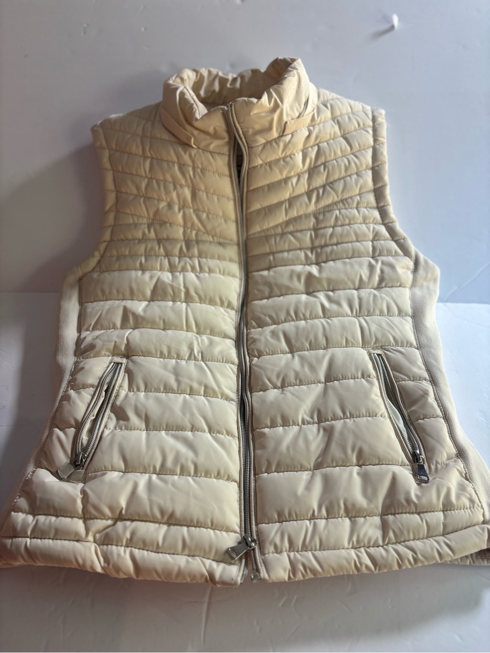 Women's Quilted Sleeveless Puffer Vest in Cream